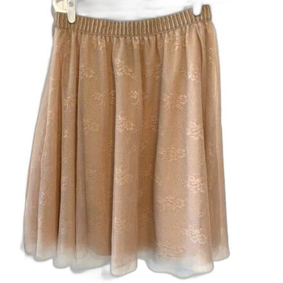 NWOT RUE 21 Beige Midi Length Lined Multi-Layered Floral Lace Tulle Skirt Blush - Picture 5 of 6